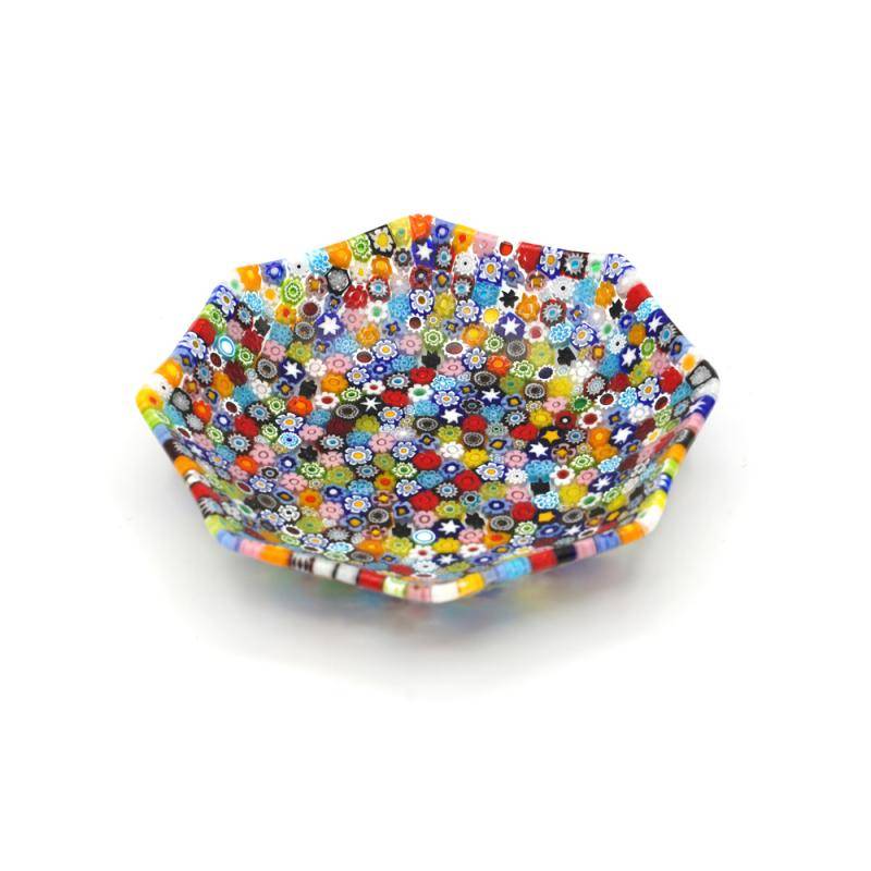 Bol verre murrine octogonal "Floral... Bol verre murrine octogonal "Floral...