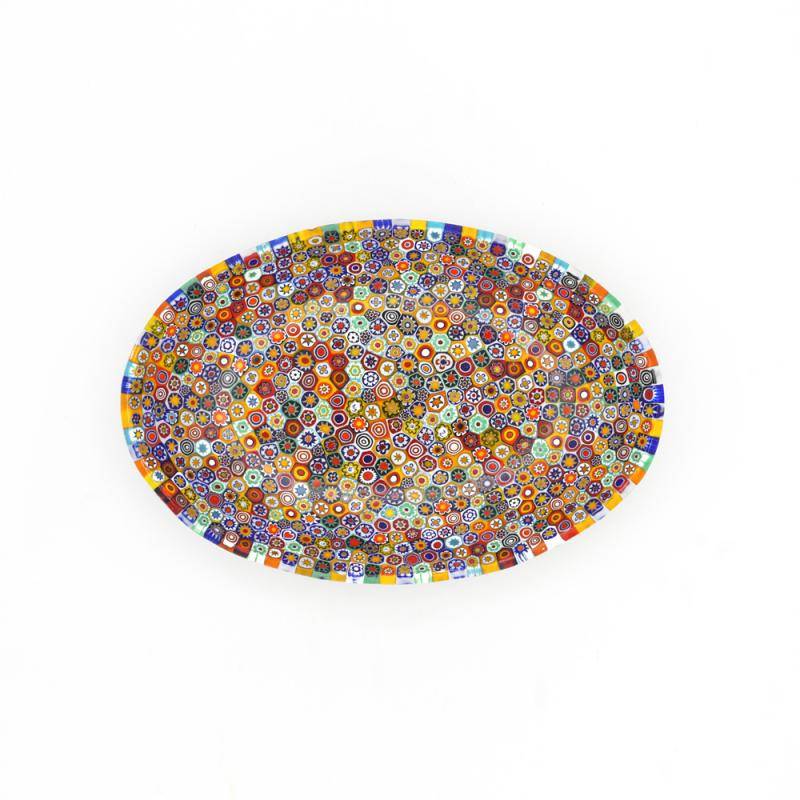 Bol verre murrine oval "Floral opaque"