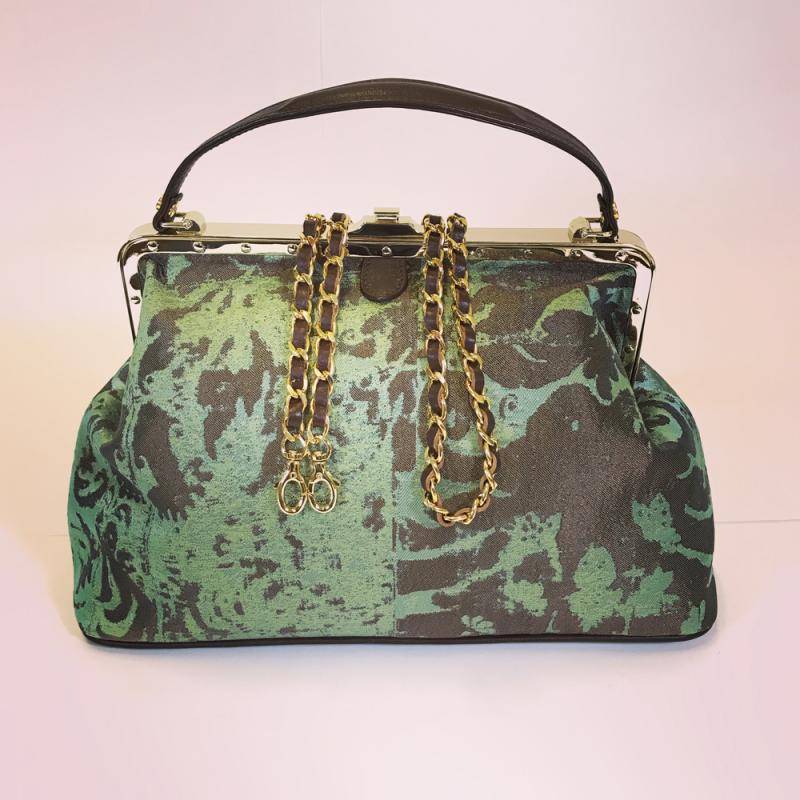 Sac damassé de soie verte Ducissa Sac damassé de soie verte Ducissa