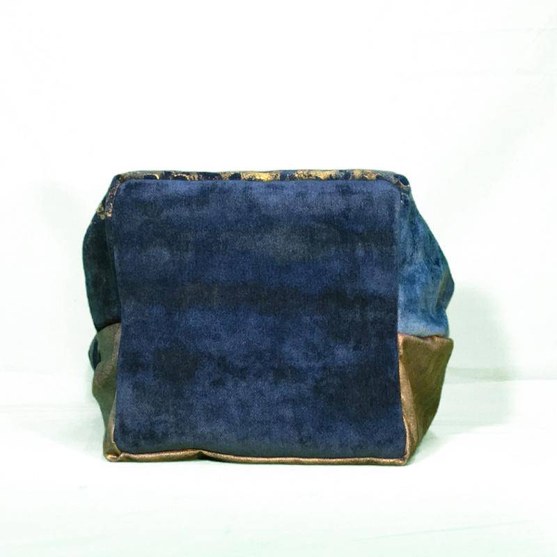 Sac Théodora en velours bleu et or Sac Théodora en velours bleu et or