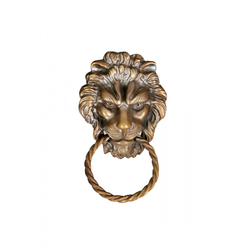 Lion head knocker with twisted ring