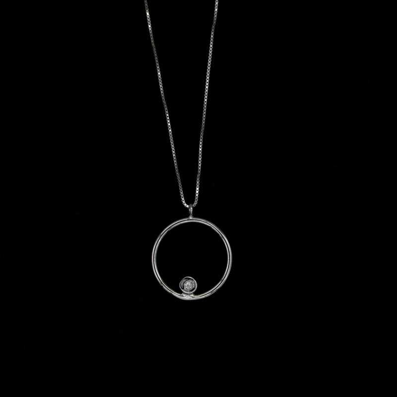 Silver necklace with natural diamond Silver necklace with natural diamond