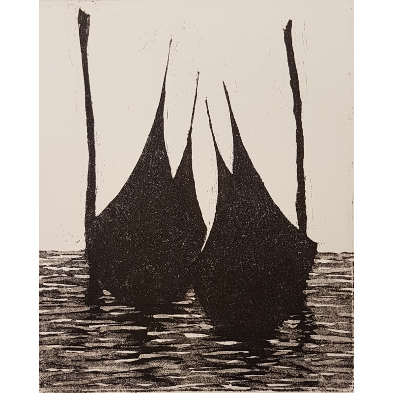 “Two gondolas rocked by water” - etching