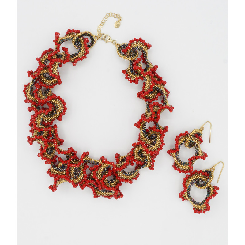 "Coral" necklace and earrings set... "Coral" necklace and earrings set...