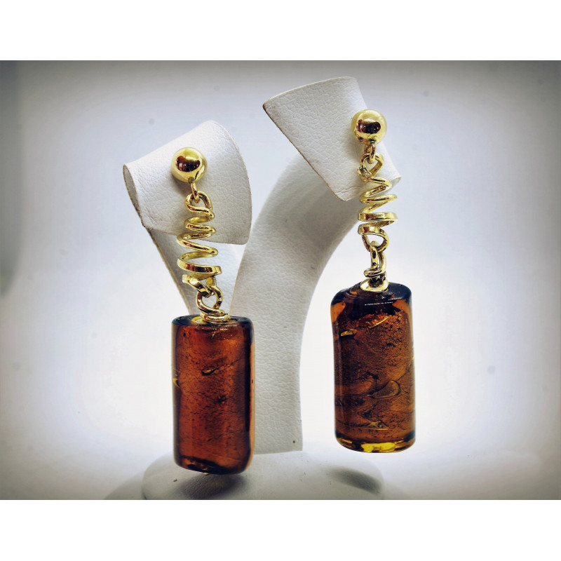 Gold earrings with vintage aventurine...