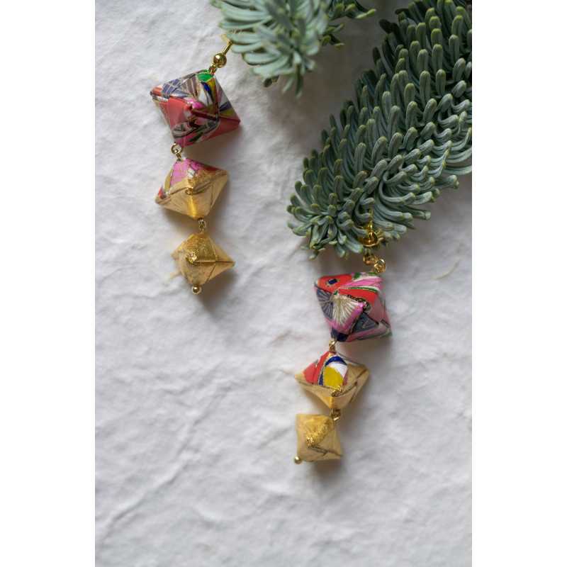 Iconic Gold Temari earrings (origami...