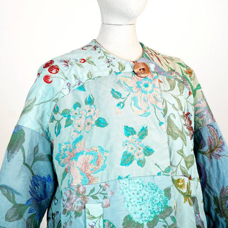 Oversize floral patchwork overcoat