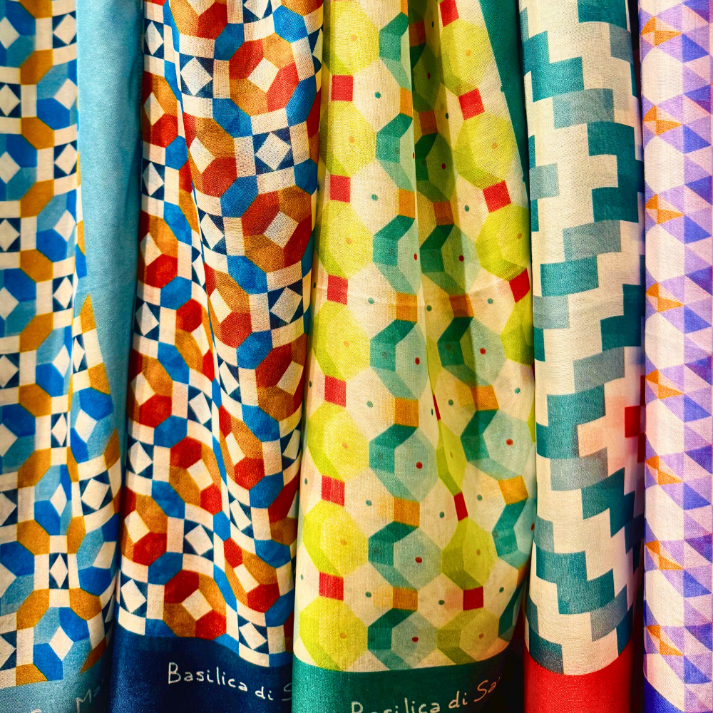 Silk chiffon scarf with...