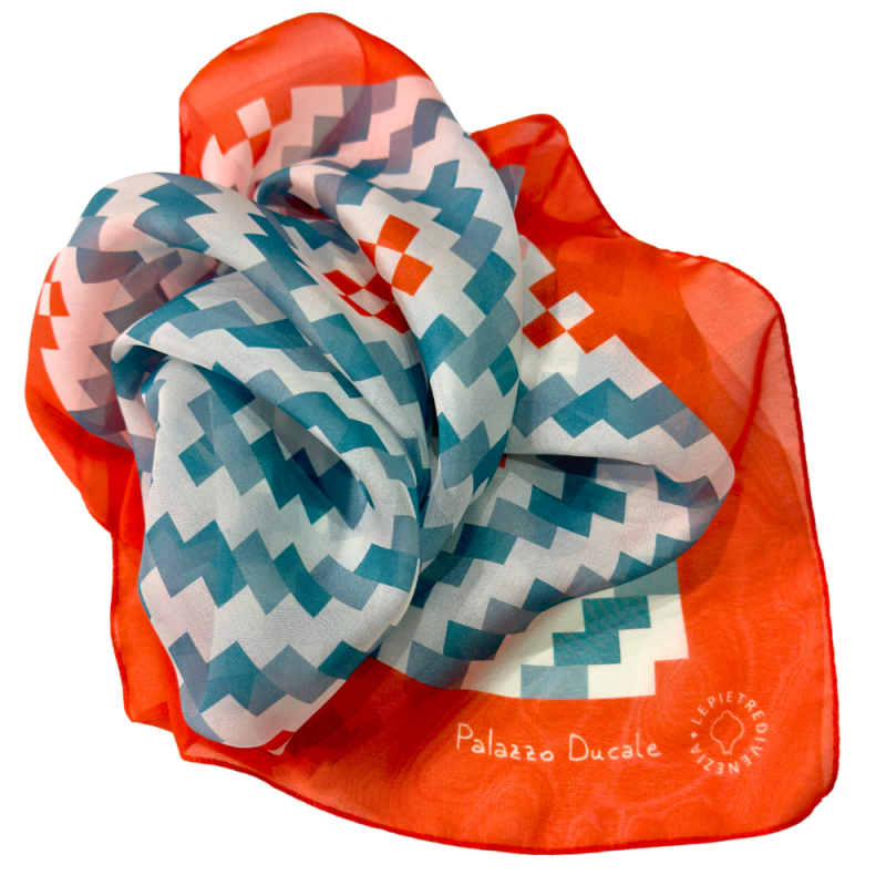 Silk chiffon scarf with Venetian motif Silk chiffon scarf with Venetian motif