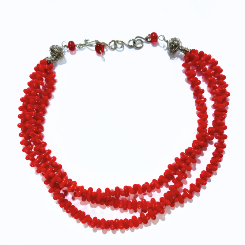 Red Murano glass bead necklace