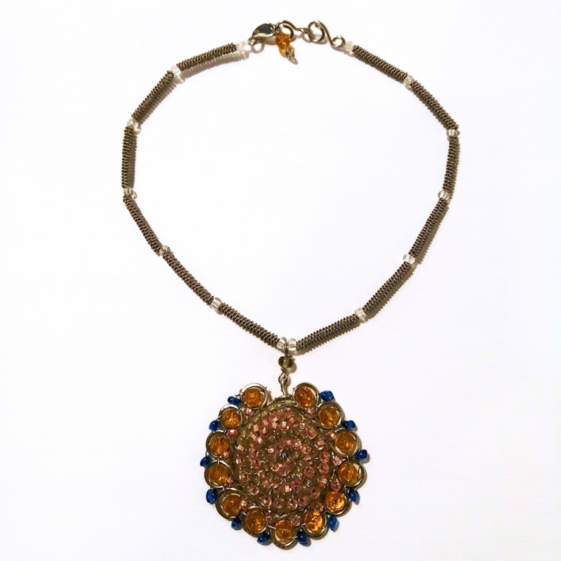 Necklace with Multicolor Medallion