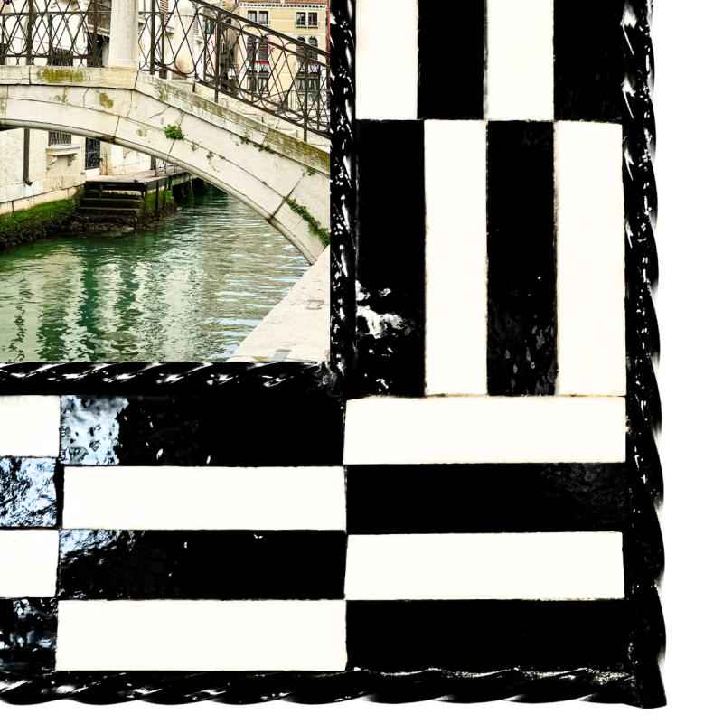 Espejo mosaico blanco y negro Espejo mosaico blanco y negro