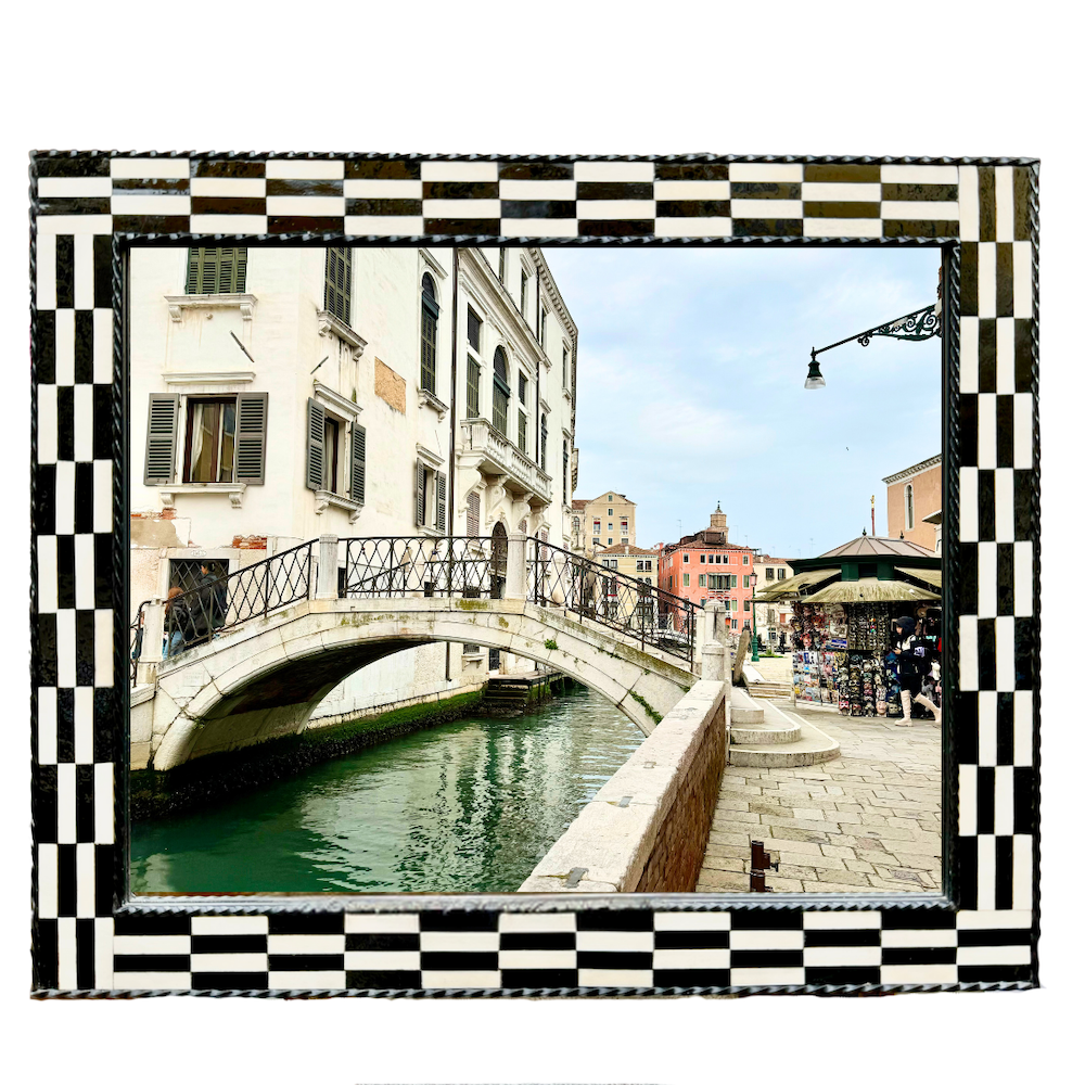 Miroir en mosaïque noir et...