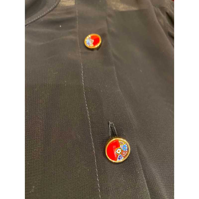 Clematis black blouse with Korean neck Clematis black blouse with Korean neck