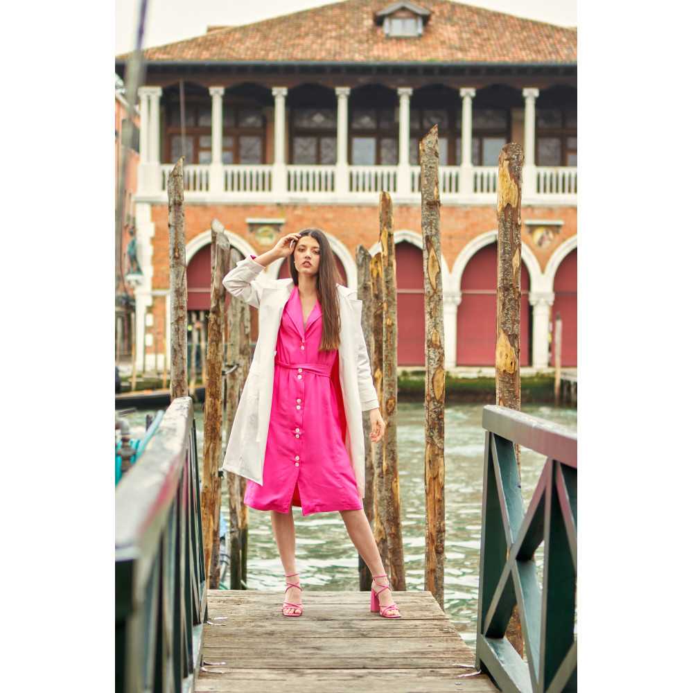 White denim trench coat -...