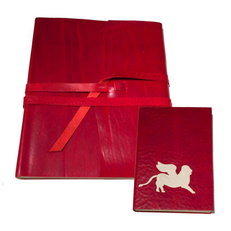 Album and notebook with inlaid leather