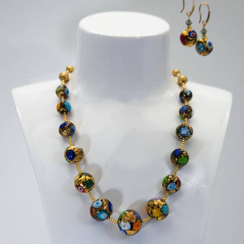Klimt necklace and earrings set